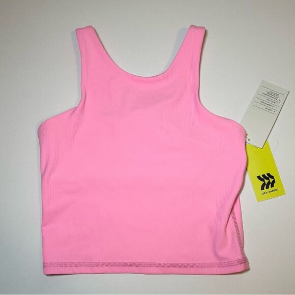 All In Motion Berry Pink Bubblegum Crop Tank Built in Bra Girl's SMALL (6-7) NWT - Picture 1 of 10